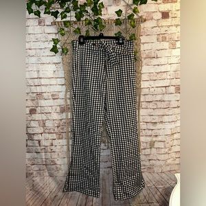 zara gingham tie front pants